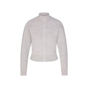 Skims Fleece Lounge Track Jacket- Small- Light Heather Grey